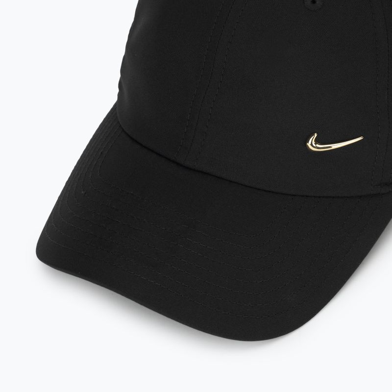Baseball cap Nike Dri-Fit Club Unstructured Metal Swoosh black/metallic gold 3