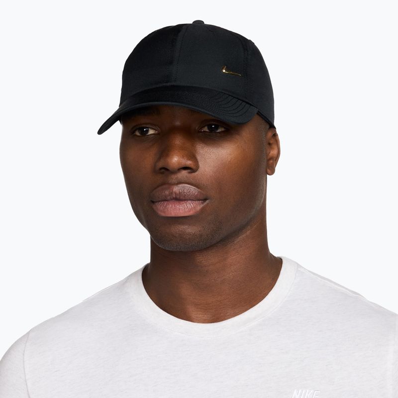 Baseball cap Nike Dri-Fit Club Unstructured Metal Swoosh black/metallic gold 3