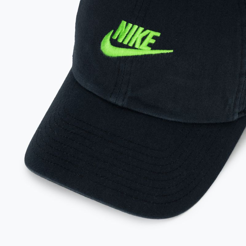 Baseball cap Nike Club Unstructured Futura Wash black/mean green 3