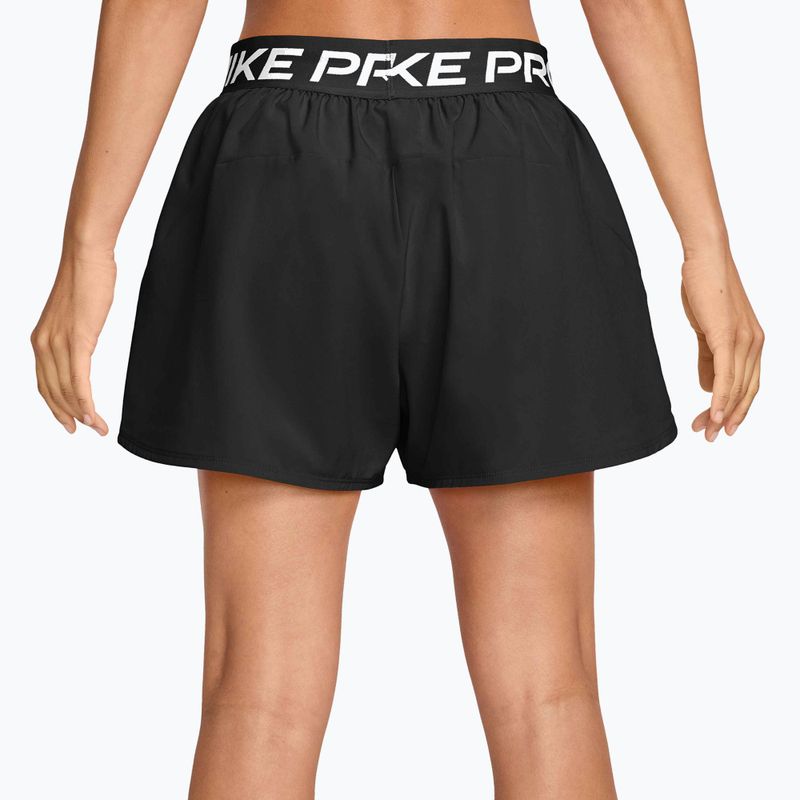 Women's training shorts Nike Pro Dri-Fit Mid-Rise Brief-Lined 3" black/white 2