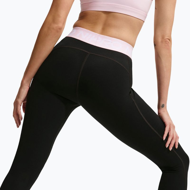 Women's leggings Nike Pro Mid-Rise Full black/pink foam/white 5