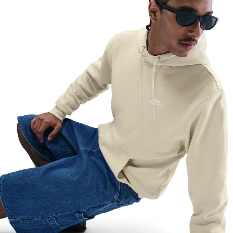 Men's sweatshirt Nike Club Pullover Hoodie light khaki/light khaki/white 5