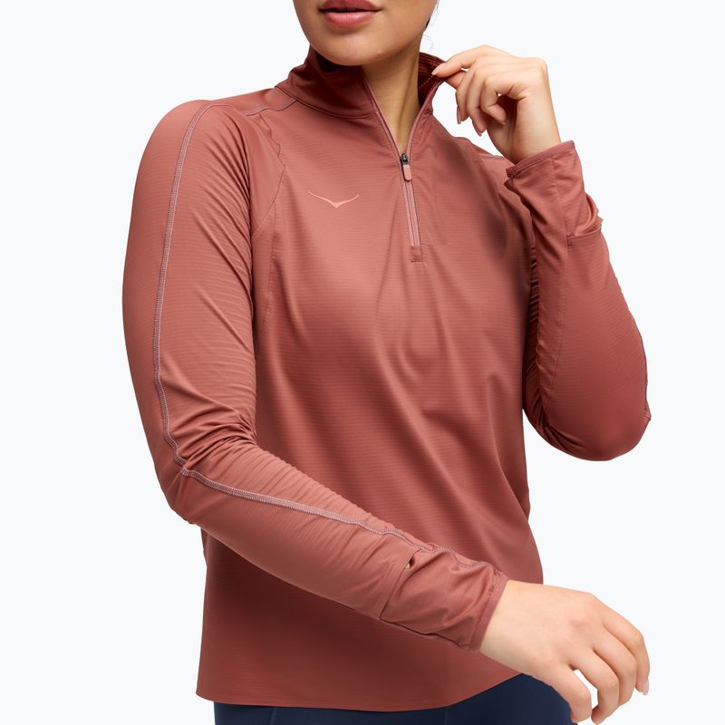 Women's running sweatshirt HOKA GlideTech Quarter Zip rouge 4