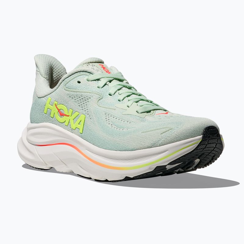 Women's running shoes HOKA Clifton 10 sea glass/neon flame