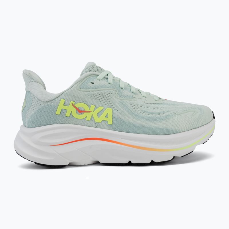 Women's running shoes HOKA Clifton 10 sea glass/neon flame 2