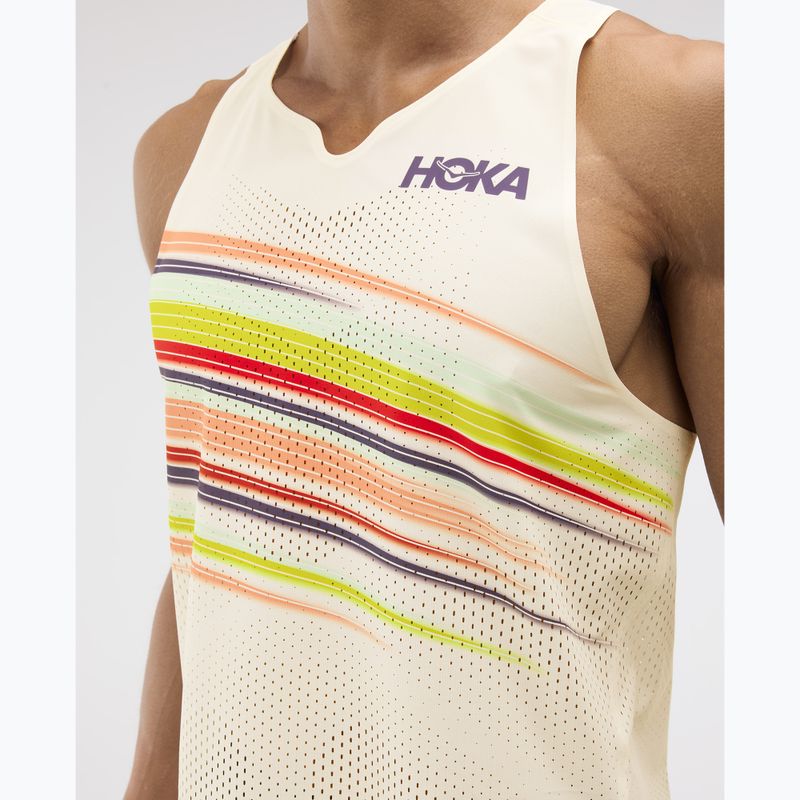 Men's running top HOKA Race Day Singlet alabaster flare 6