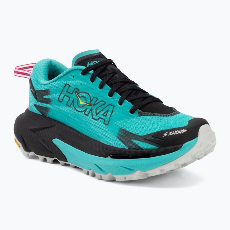 Women's running shoes HOKA Mafate 5 black/electric aqua