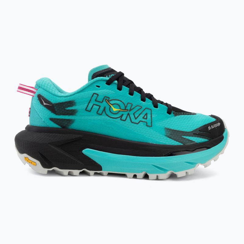 Women's running shoes HOKA Mafate 5 black/electric aqua 2