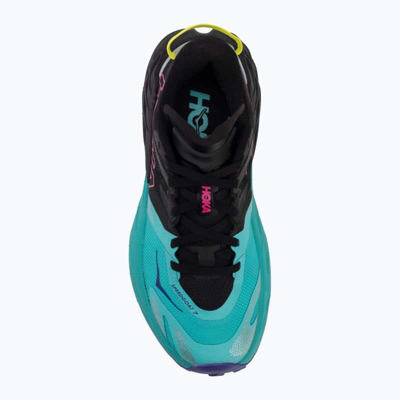 Women's running shoes HOKA Speedgoat 7 black/electric aqua 5