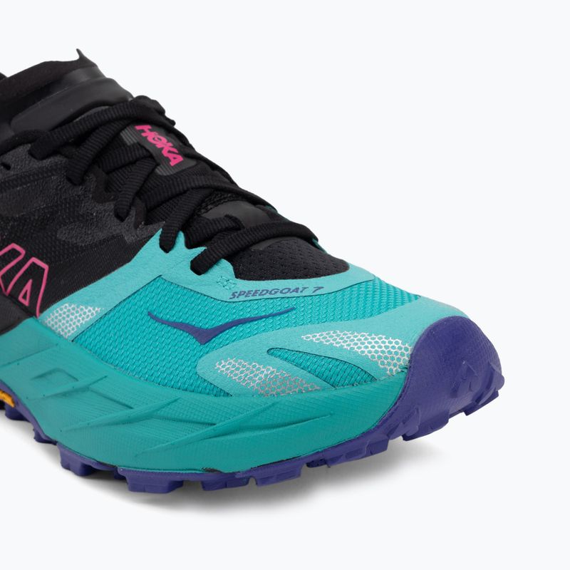 Women's running shoes HOKA Speedgoat 7 black/electric aqua 7