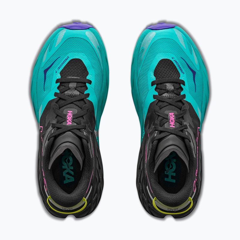 Women's running shoes HOKA Speedgoat 7 black/electric aqua 8