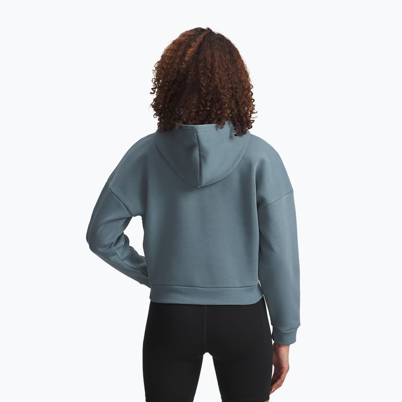 Women's sweatshirt Under Armour Rival Fleece Piped HZ Hoodie jasper blue/white 2
