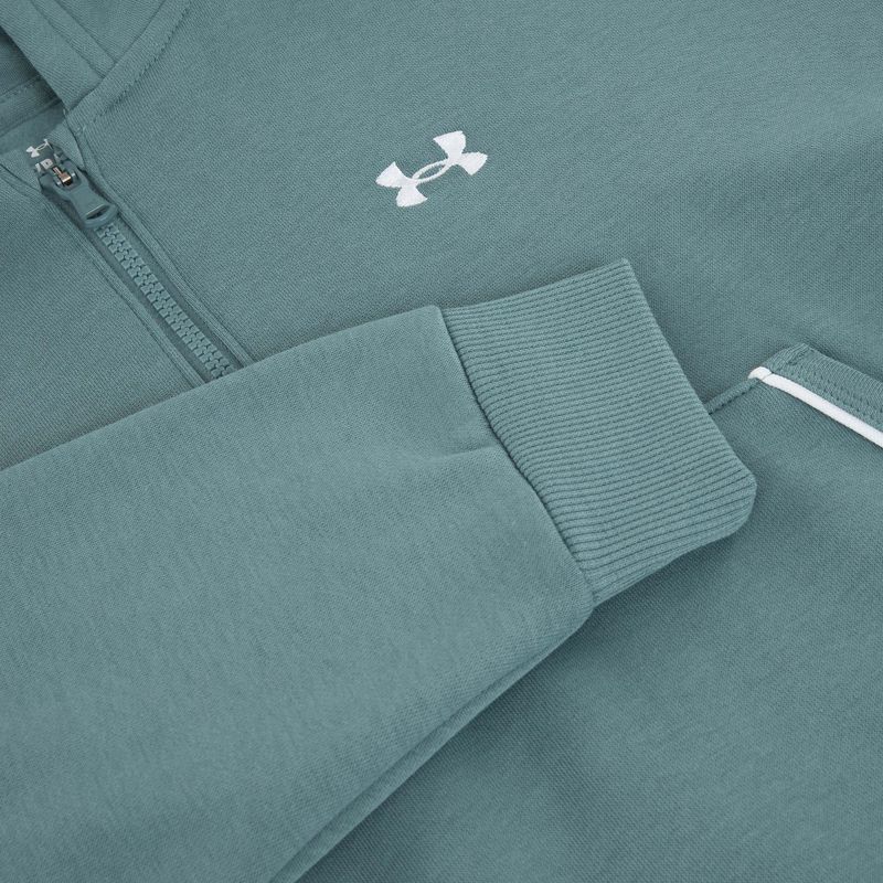 Women's sweatshirt Under Armour Rival Fleece Piped HZ Hoodie jasper blue/white 6