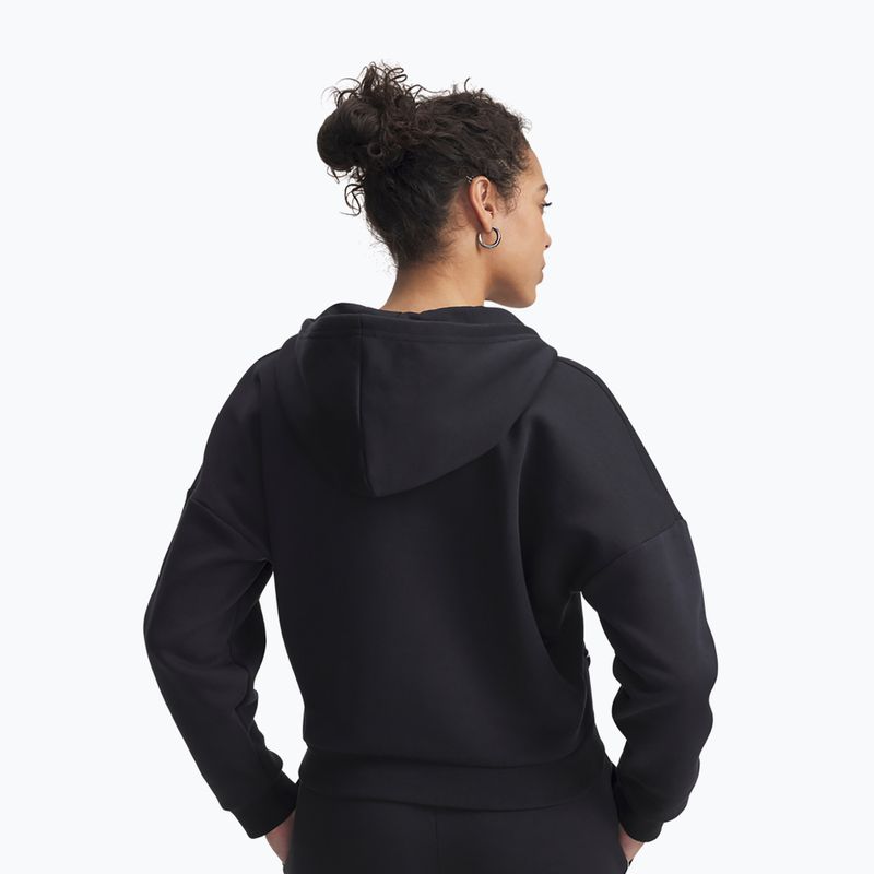 Women's sweatshirt Under Armour Rival Fleece Piped HZ Hoodie black/white 2