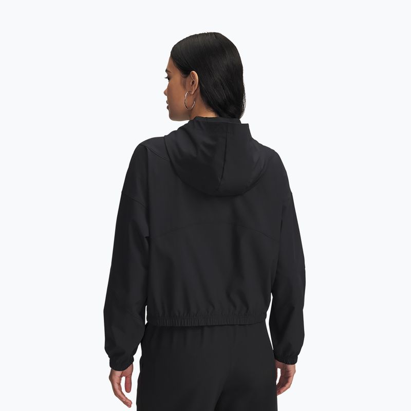 Women's jacket Under Armour Rival Woven Hoody black/black/white 2