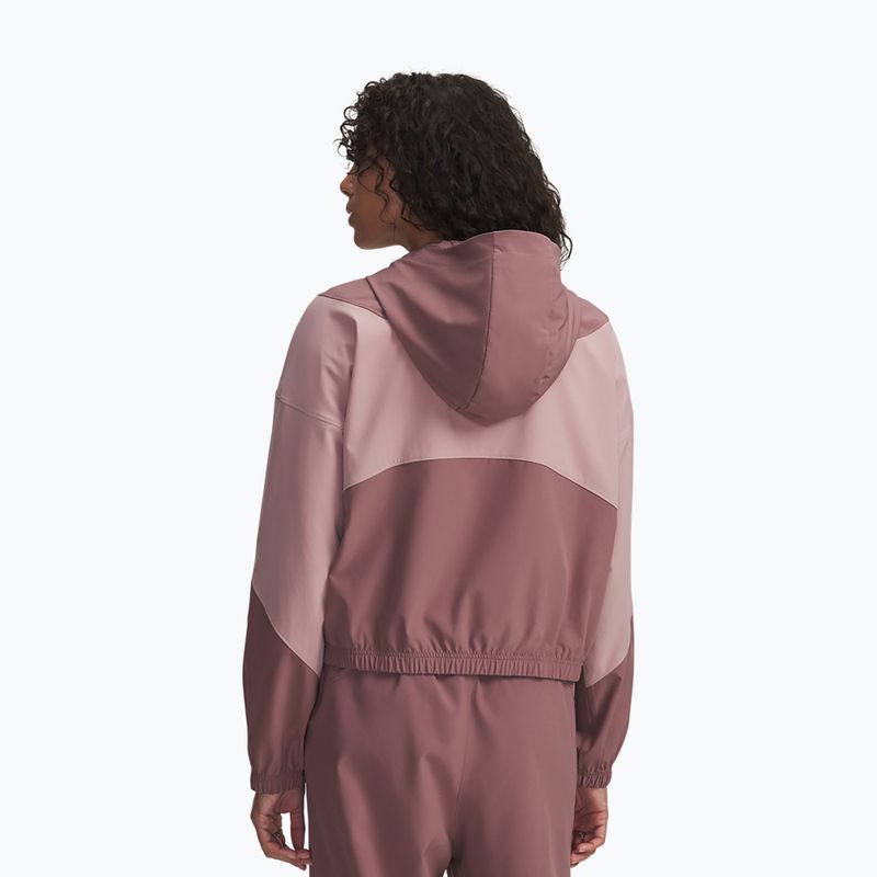 Women's jacket Under Armour Rival Woven Hoody maroon mist tourmaline pink/maroon mist 2