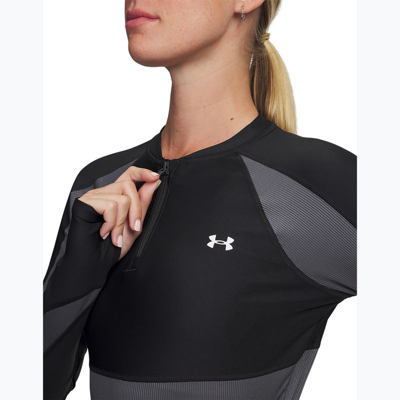 Women's training longsleeve Under Armour HeatGear Rib 1/4 Zip black/castlerock/white 3