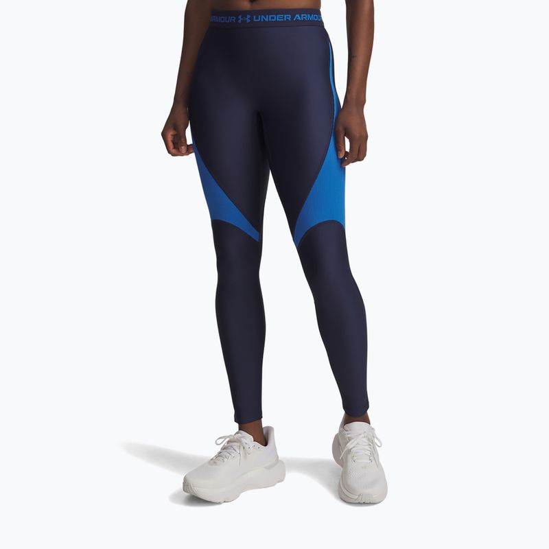 Women's leggings Under Armour HeatGear Rib washed navy/blue atlantis/blue atlantis