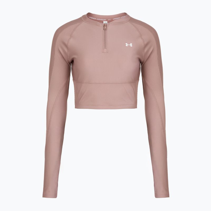 Women's training longsleeve Under Armour HeatGear Rib 1/4 Zip tourmaline pink/tourmaline pink/white