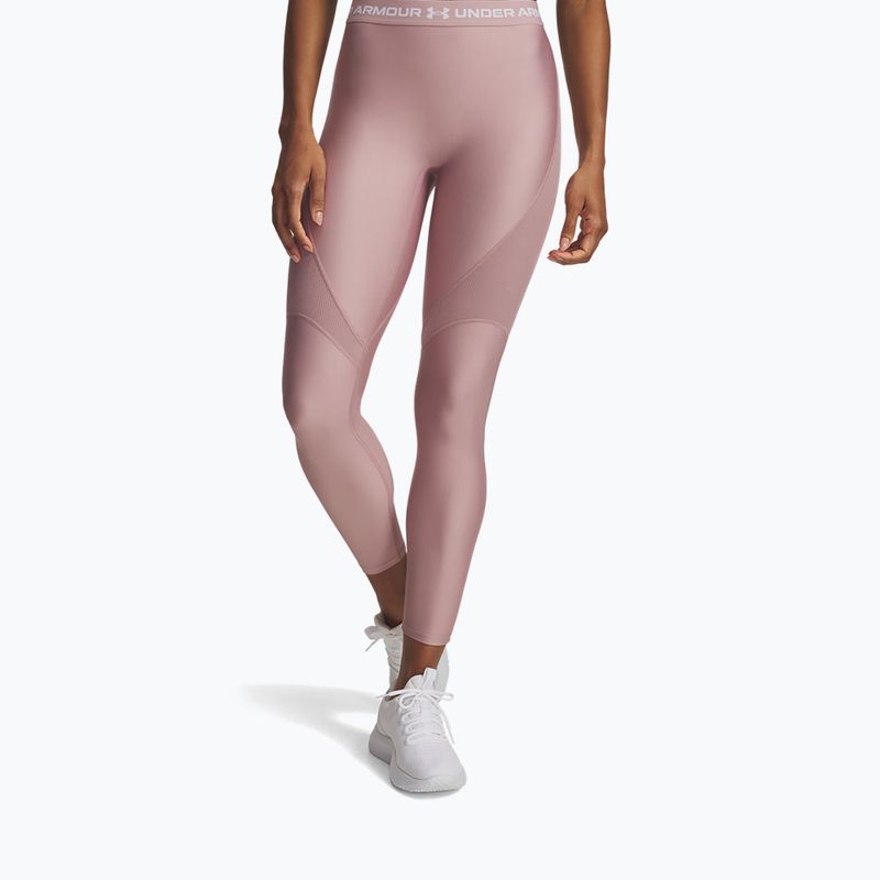 Women's leggings Under Armour HeatGear Rib tourmaline pink/tourmaline pink/white