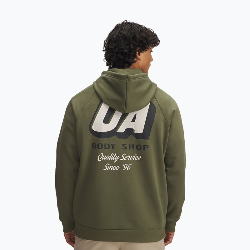 Men's sweatshirt Under Armour Rival Fleece HBR Logo Hoodie marine od green/stone 2