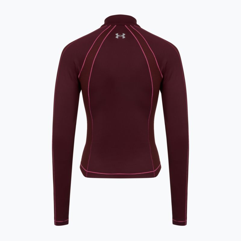 Men's T-shirt Under Armour ColdGear Textured 1/2 Zip dark maroon/fuchsia dusk/metallic silver 2