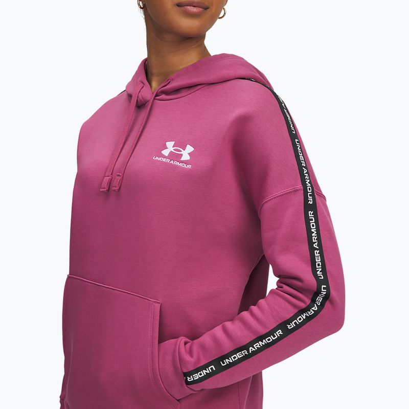 Women's sweatshirt Under Armour Icon Fleece Taped Hoody fuchsia dusk/white 3