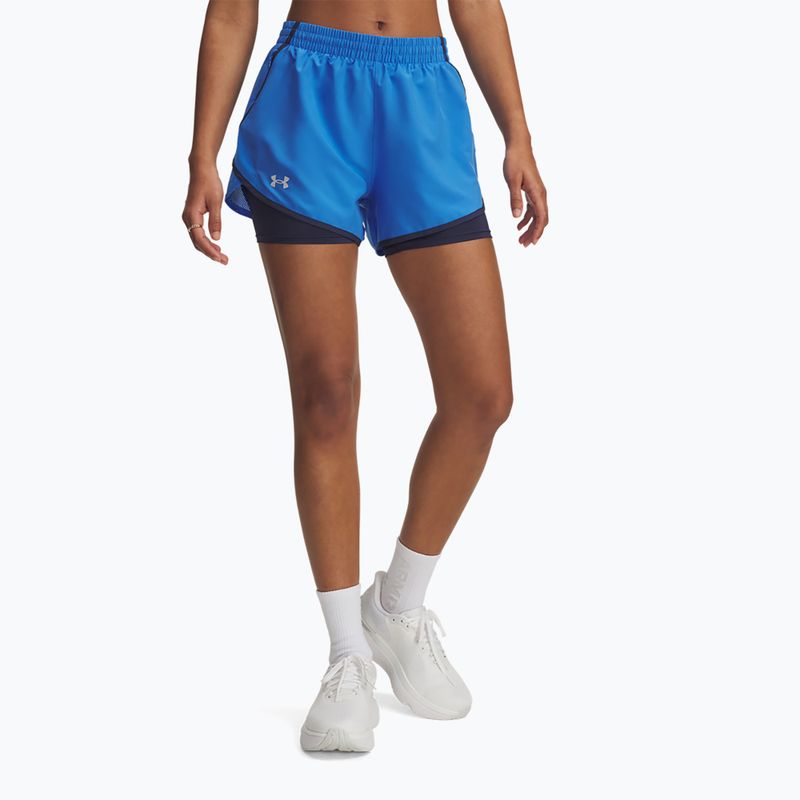 Women's running shorts Under Armour Fly By 2in1 atlantis blue/washed navy/reflective