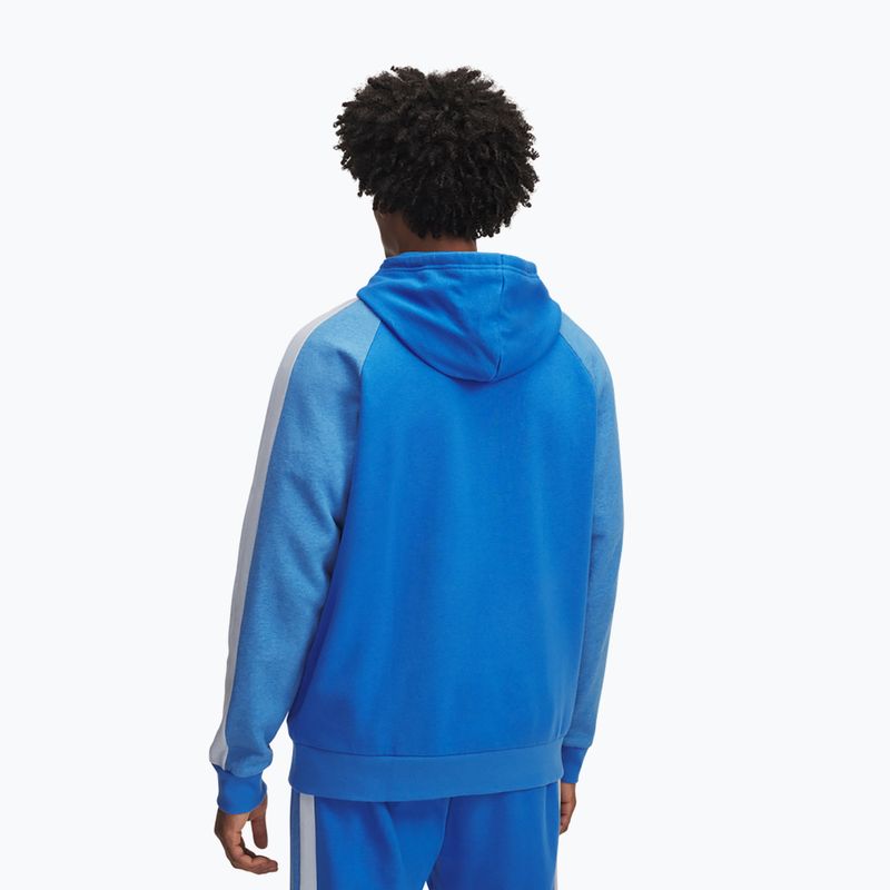 Men's sweatshirt Under Armour Rival Fleece Colorblock Hoodie blue atlantis/white 2