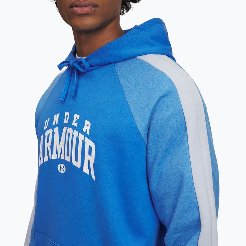 Men's sweatshirt Under Armour Rival Fleece Colorblock Hoodie blue atlantis/white 3