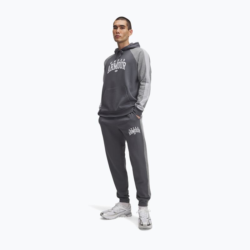 Men's training trousers Under Armour Rival Fleece Colorblock castlerock/mod gray/white 2