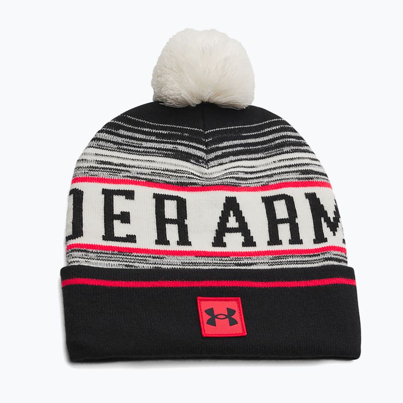 Men's winter hat Under Armour Halftime Pom Beanie stone/racer red/black