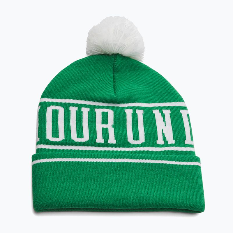 Men's winter hat Under Armour Halftime Pom Beanie team kelly green/white/white 2