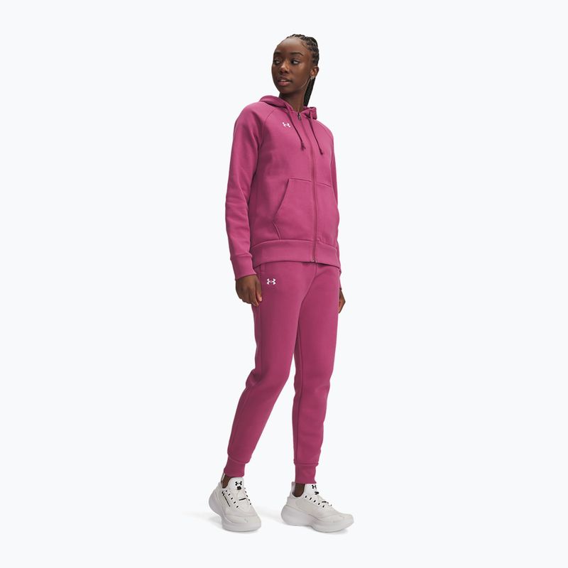 Women's trousers Under Armour Rival Fleece dark maroon/white fuchsia dusk/white 2