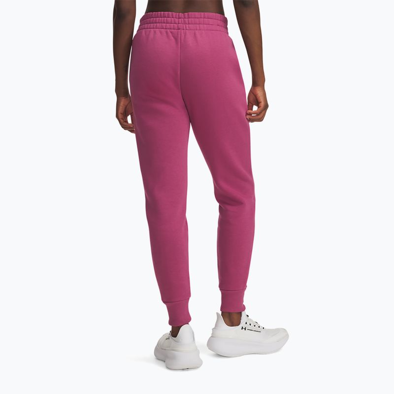 Women's trousers Under Armour Rival Fleece dark maroon/white fuchsia dusk/white 3