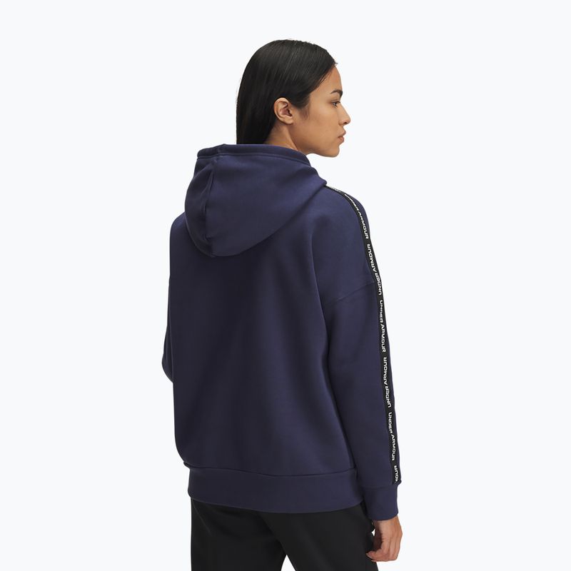 Women's sweatshirt Under Armour Icon Fleece Taped Hoody washed navy/white 2