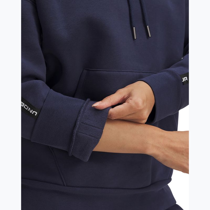 Women's sweatshirt Under Armour Icon Fleece Taped Hoody washed navy/white 3