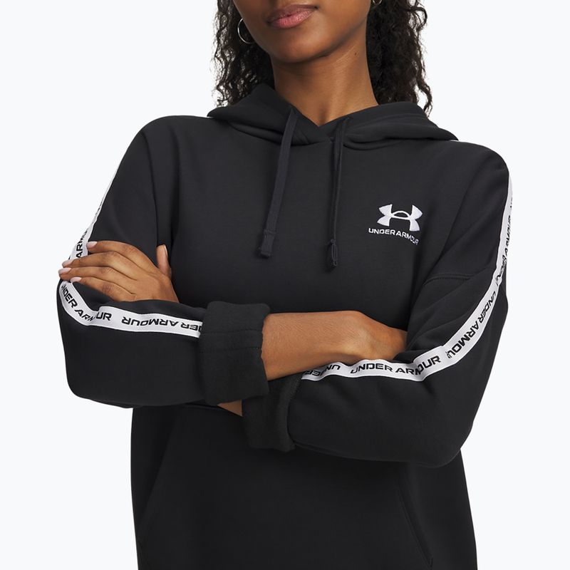 Women's sweatshirt Under Armour Icon Fleece Taped Hoody black/white 3