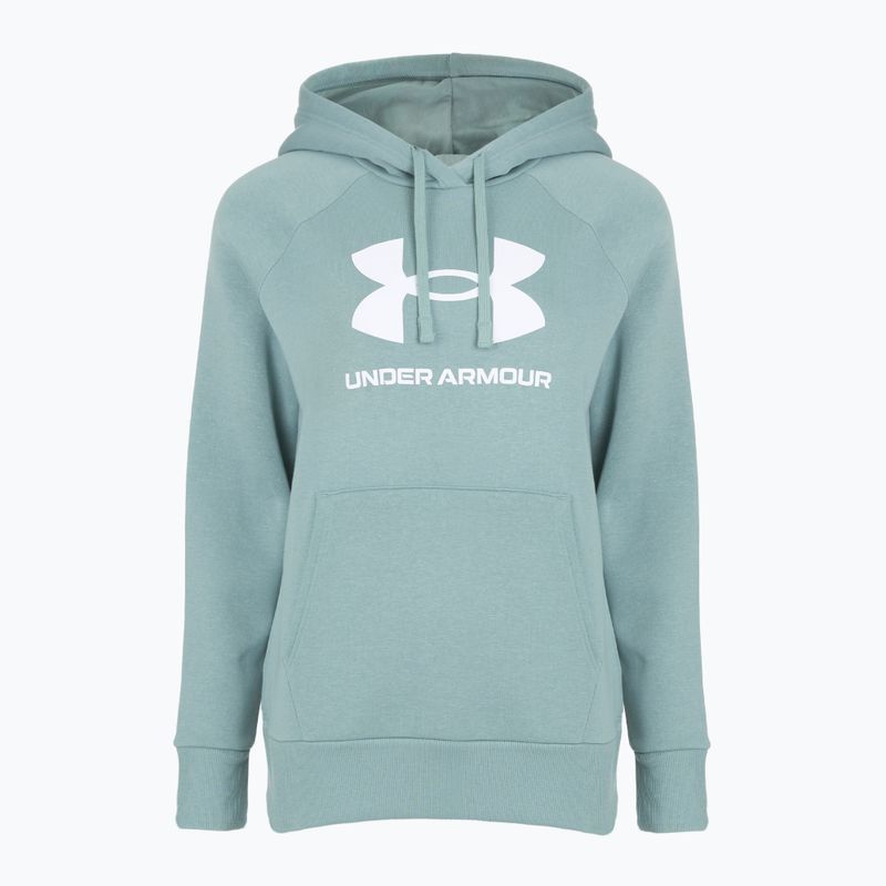 Women's sweatshirt Under Armour Rival Fleece Big Logo Hoody serpentine/white 4