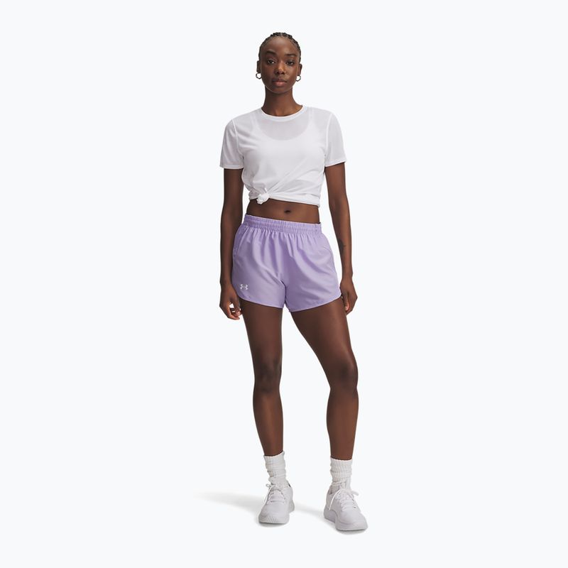 Women's running shorts Under Armour Fly By 3" transparent/transparent/reflective 2