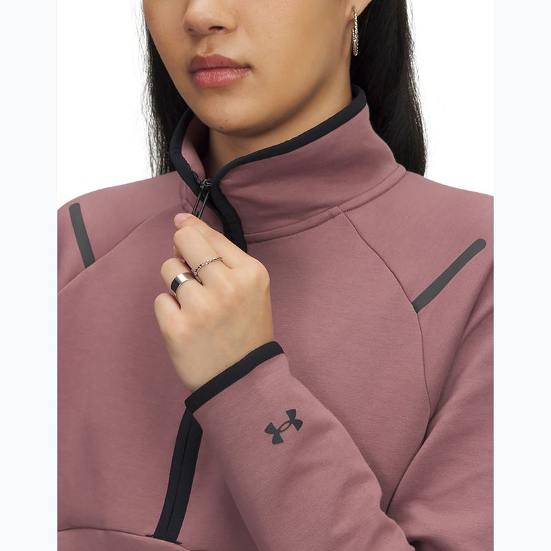 Women's training sweatshirt Under Armour Unstoppable Fleece HZ maroon mist/black 3