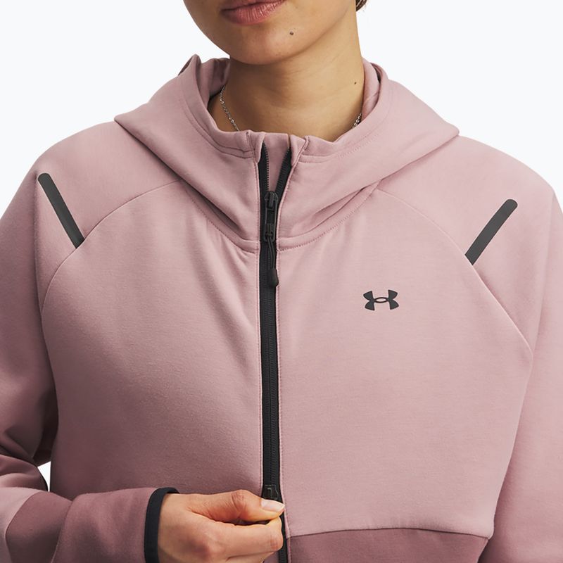 Women's sweatshirt Under Armour Unstoppable Fleece HZ tourmaline pink/maroon mist/black 3