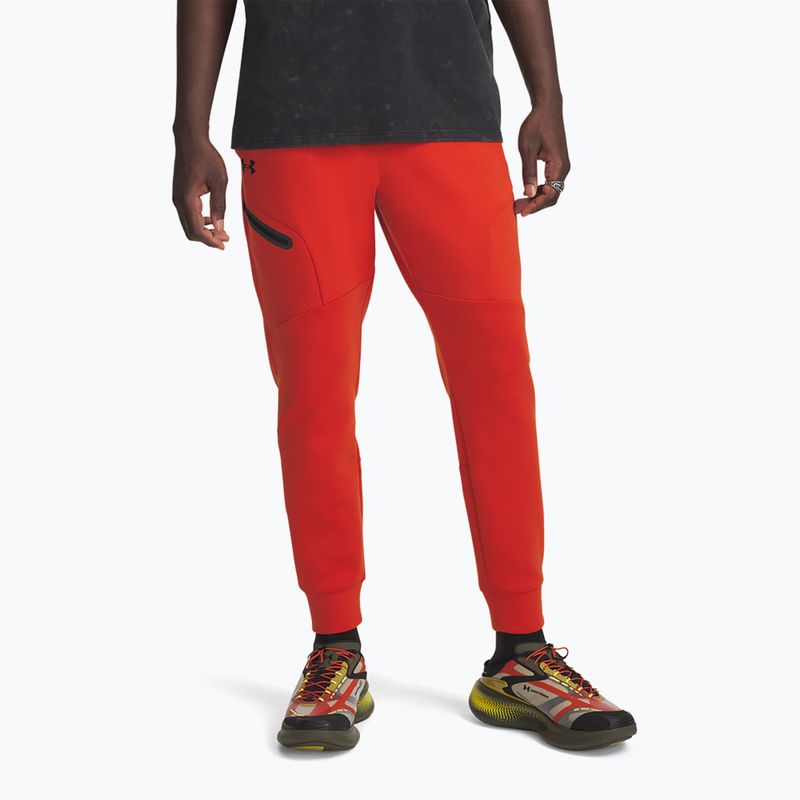 Men's training trousers Under Armour Unstoppable Fleece Jgr surplus orange black