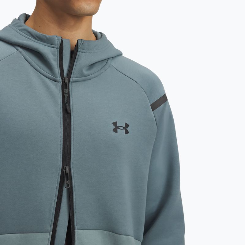 Men's sweatshirt Under Armour Unstoppable Fleece Full Zip HD jasper blue/serpentine/black 3