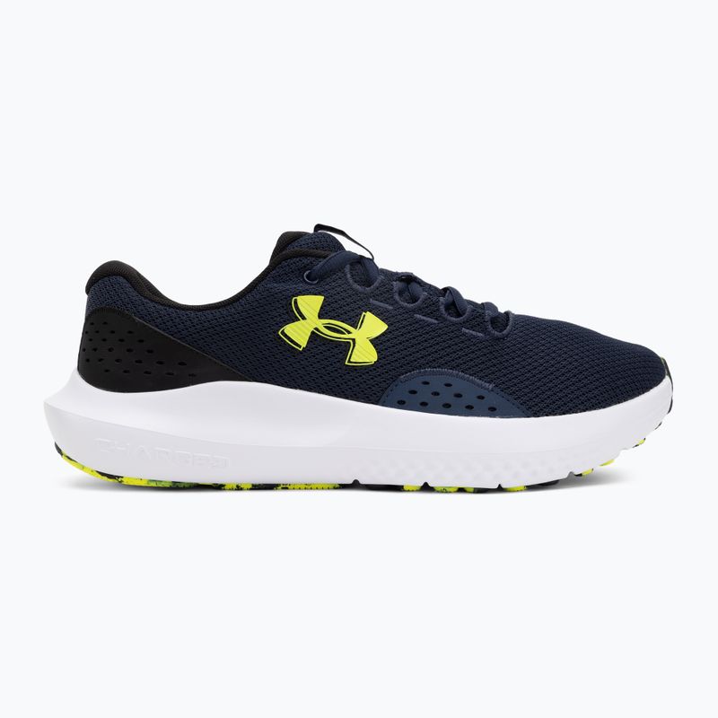 Men's running trainers Under Armour Charged Surge 4 washed navy/black/hi-vis yellow 2