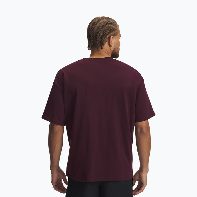 Men's T-shirt Under Armour Logo Heayweight dark maroon/white 2