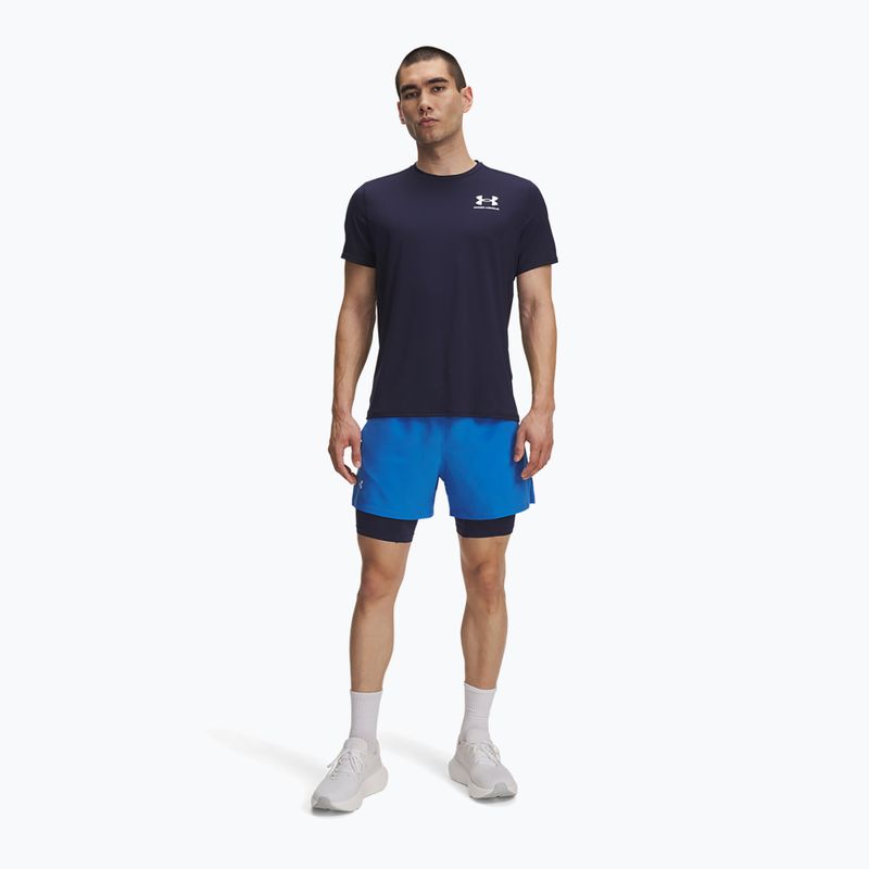 Men's running shorts Under Armour Launch 5" 2in1 blue atlantis/washed navy/reflective 2