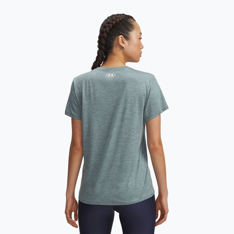 Women's training T-shirt Under Armour Tech V-Twist jasper blue/white 2