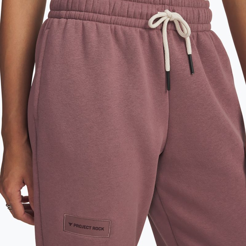 Women's training trousers Under Armour Project Rock Icon maroon mist/black 3
