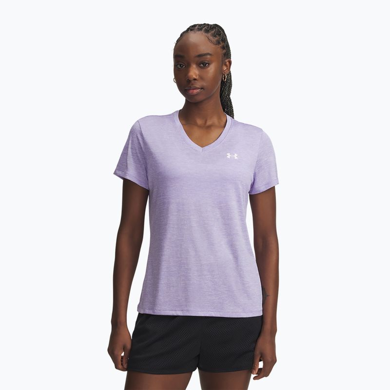 Women's training T-shirt Under Armour Tech V-Twist transparent/white